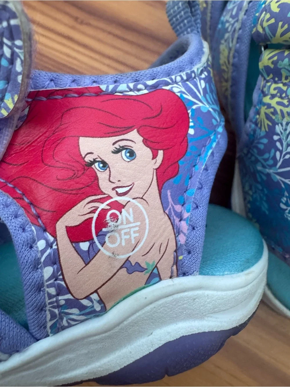 Disney Ariel Purple and Teal Kids Girls Water Shoes Sandals size 10